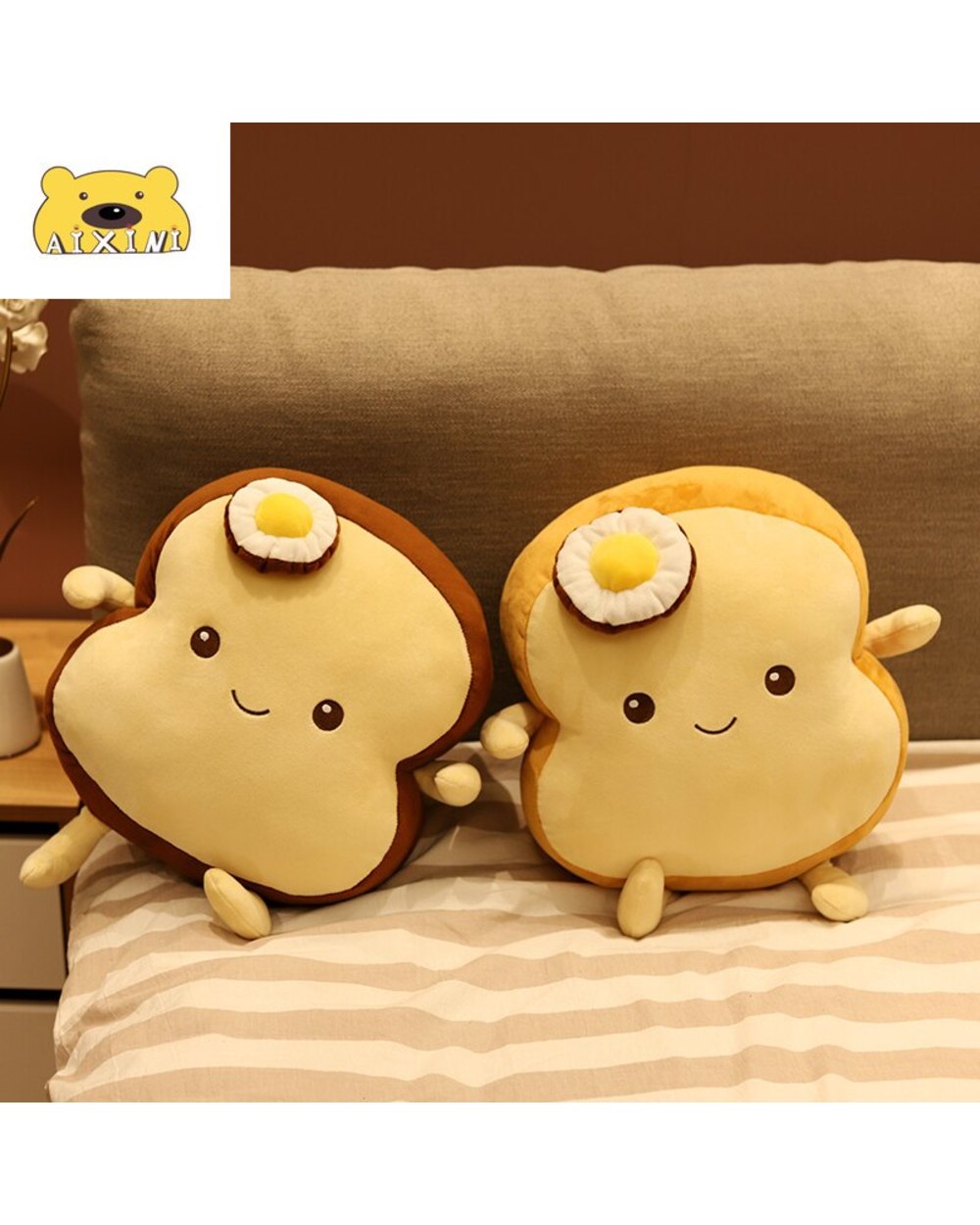 Poached Egg Cute Toast Bread Plush Toy front-1