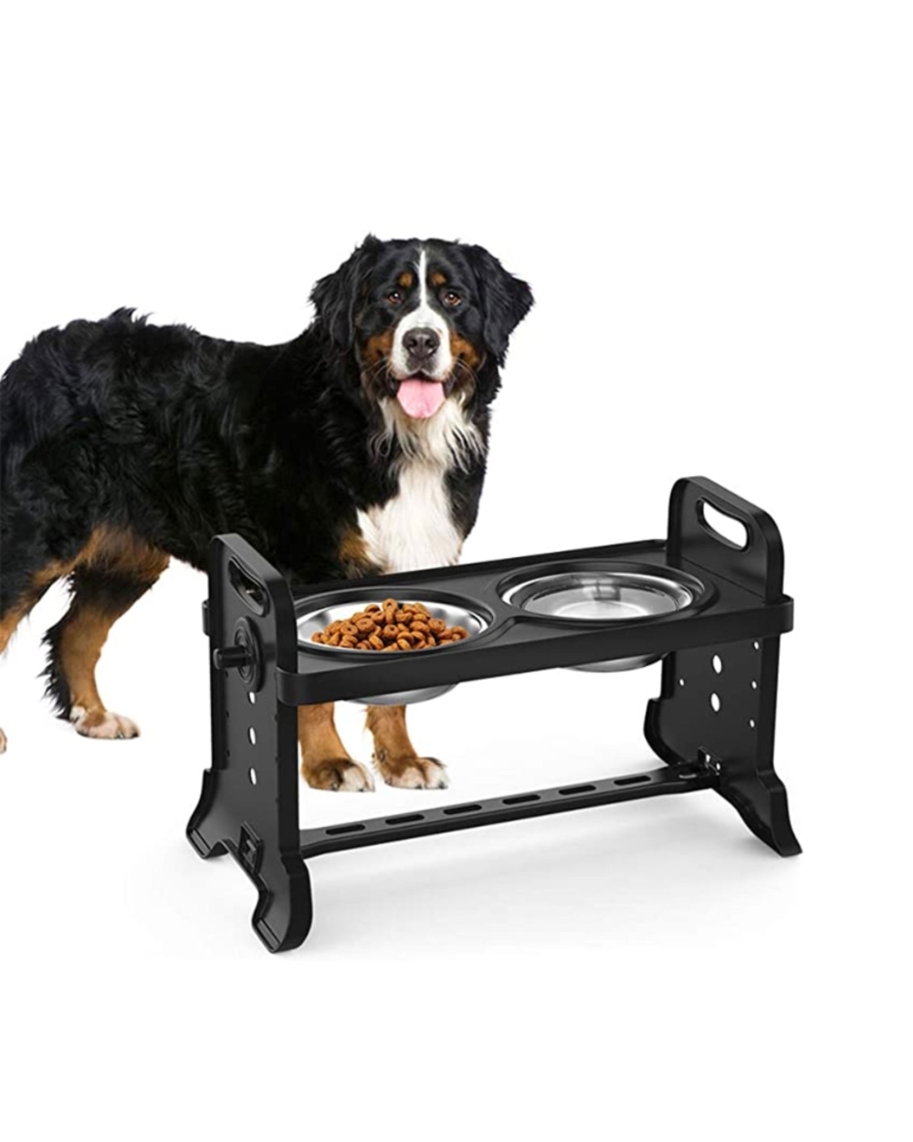 Anti-Slip Elevated Double Dog Bowls Adjustable Height Pet Feeding Dish Feeder Gxma front-5