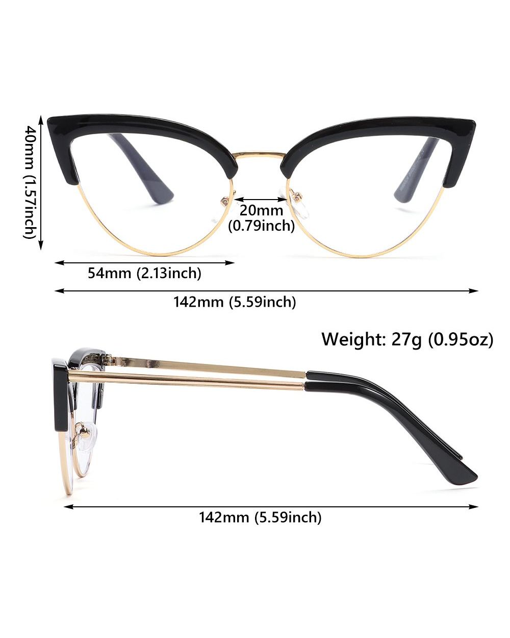 Vintage Cat Eye Anti-Blue Light Metal Glasses Frames Optical Computer Glasses Women Spectacles Fashion Eyewear Eyeglass front-4