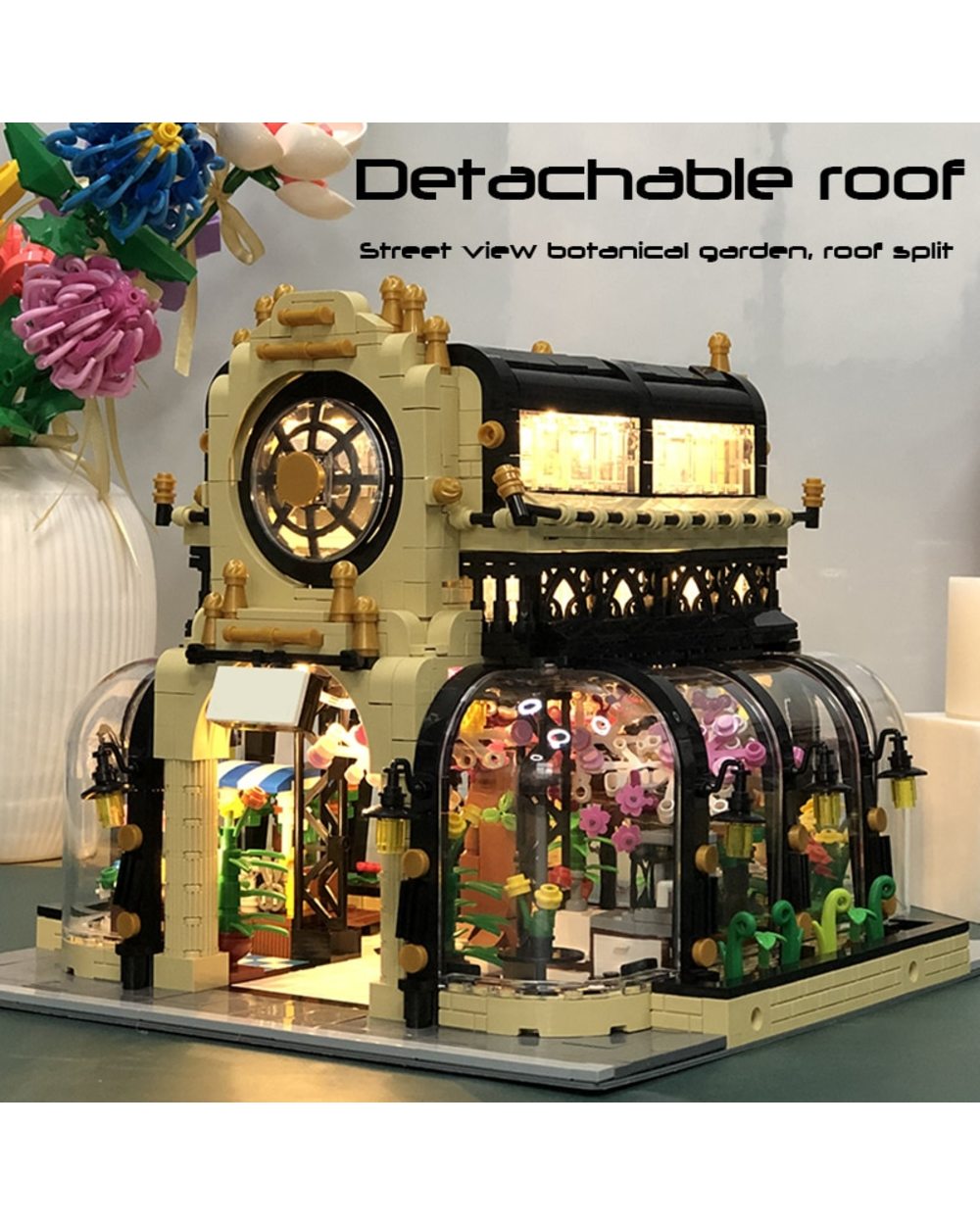 Expert Home Decor Street View Building Blocks Flowers Bouquet House Botanical Garden with Light Brick RC Toys For Girls front-1