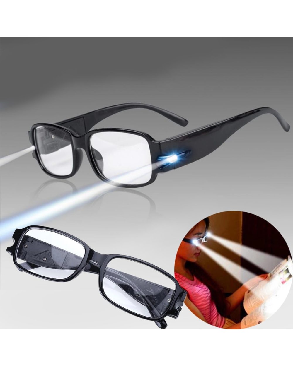 Unisex Multi Strength Reading Glasses With Led Unisex Eyeglasses Spectacle Diopter Magnifier Light Up Night Presbyopic front-0