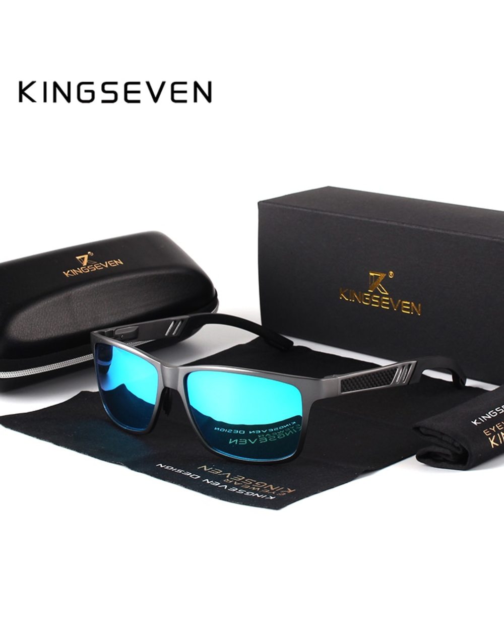 Kingseven Men Polarized Sunglasses Aluminum Magnesium Sun Glasses Driving Glasses Rectangle Shades For Men Oculos Mascu front-0
