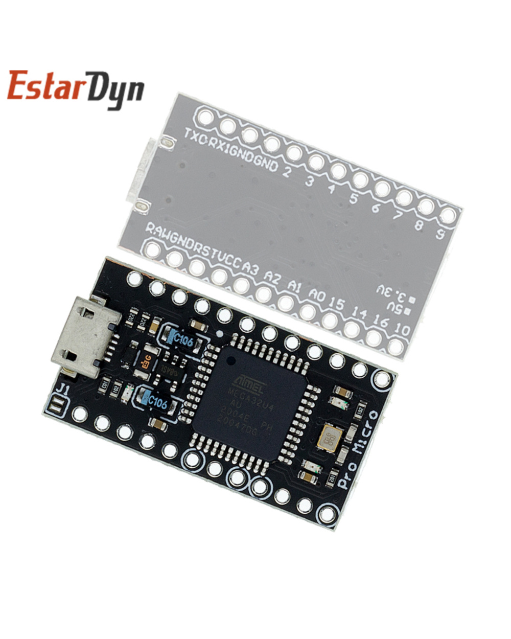 Pro Micro Atmega32u4 5V/16Mhz Module With The Bootloader For Arduino Mini Usb/Micro Usb With 2 Row Pin Header For Ardu front-2