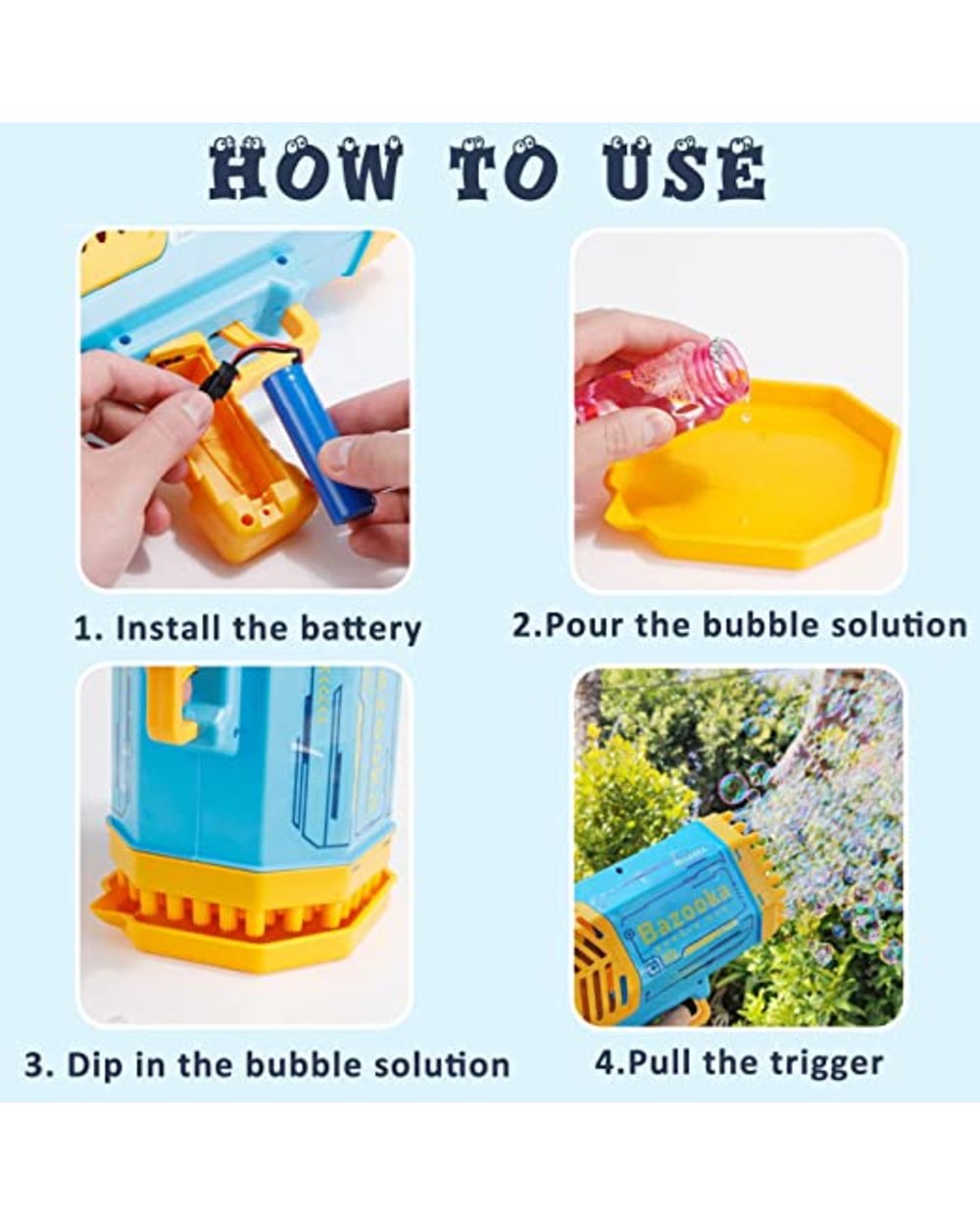 Bubble Gun Rocket 69 Holes Soap Bubbles Machine Gun front-3