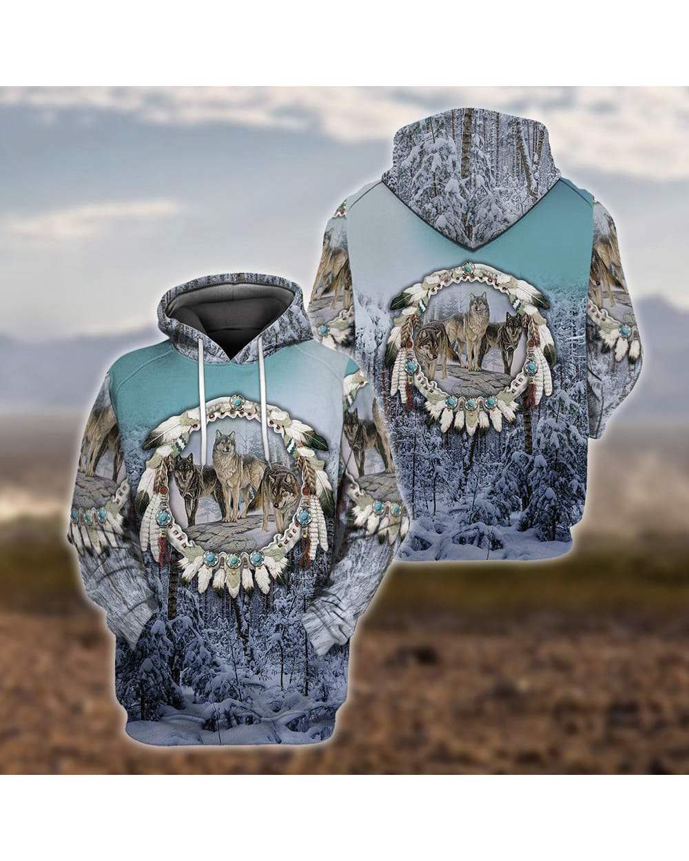 Beautiful Tribal Native Wolf 3D All Over Printed Men Hoodie Autumn Unisex Sweatshirt Zip Pullover Casual Streetwear VG06 front-2