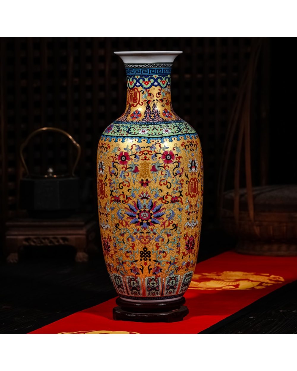 Luxury Antique Porcelain Enamel Floor Vase front-1