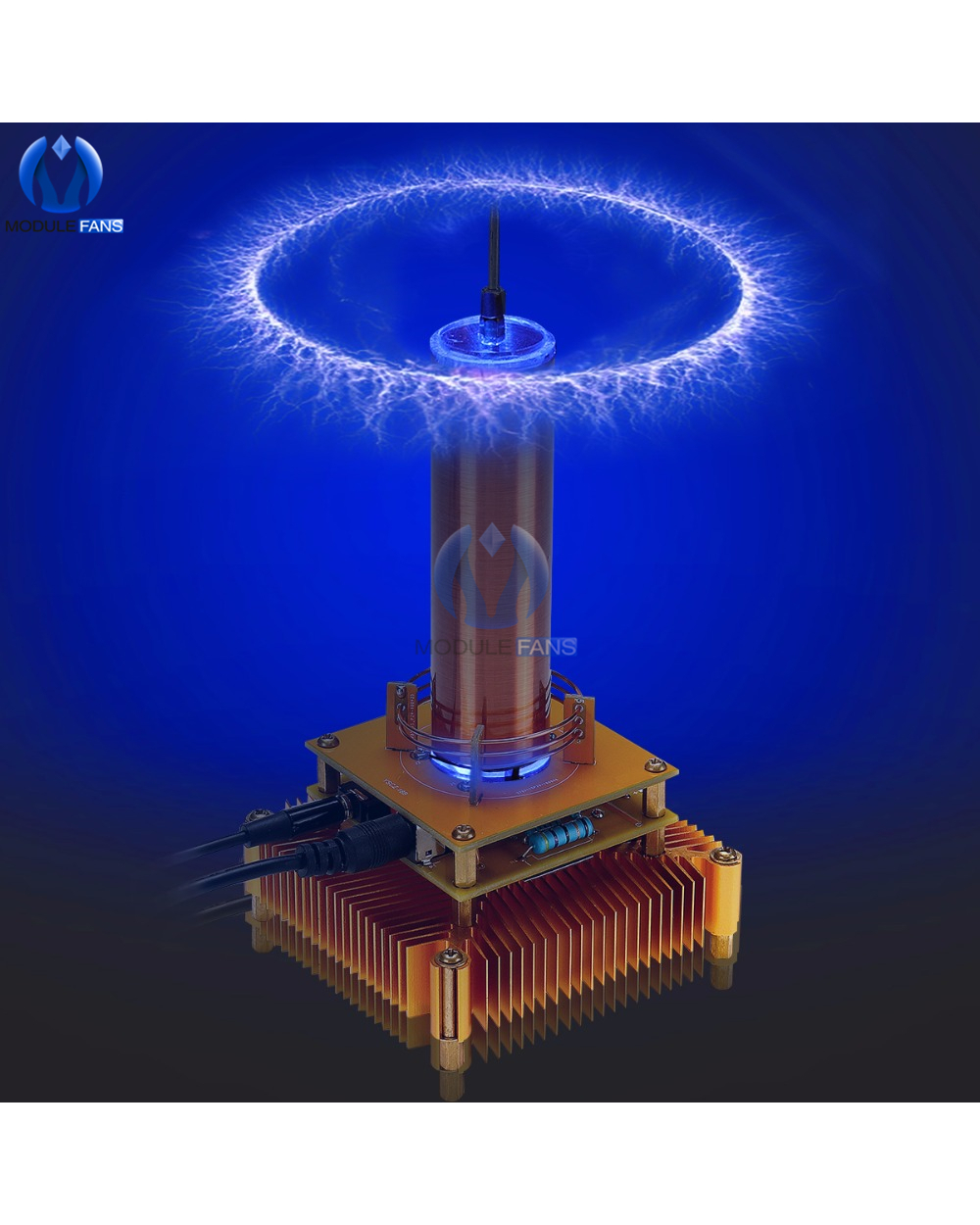 Musical Tesla Coil Music Plasma Speaker Dc8-32V Plasma Music Tesla Coil Module Golden With Acrylic Shell Eu/Us Power Pl front-0