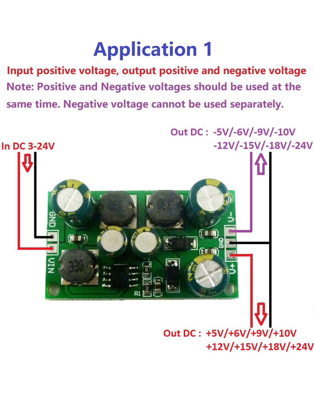 2 In 1 8W Boost-Buck Dual +- Voltage Board 3-24V To 5V 6V 9V 10V 12V 15V 18V 24V For Adc Dac Lcd Op-Amp Speaker front-1