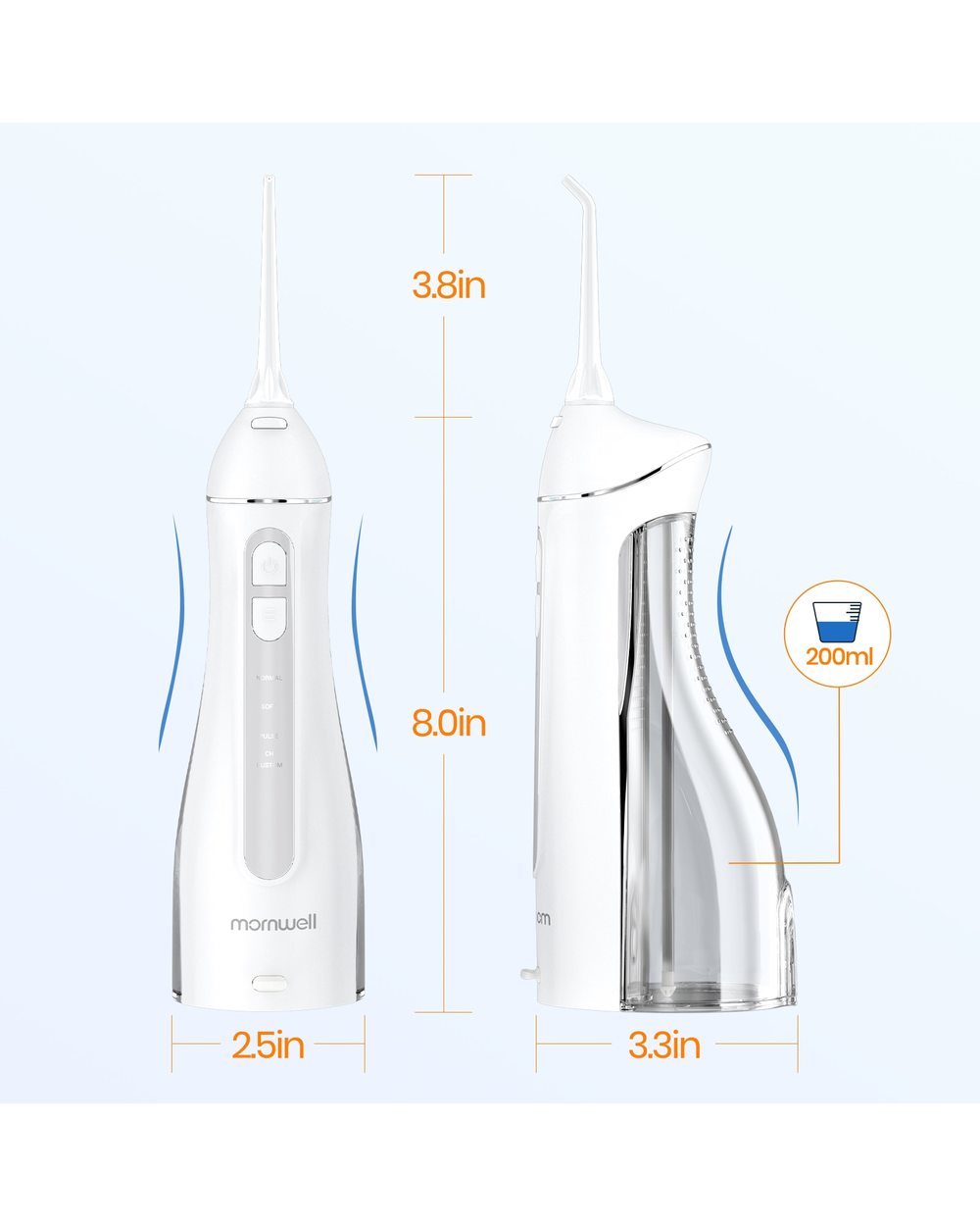 Mornwell Water Flosser Oral Irrigator Portable Dental Water Jet 4 Modes Water Thread For Dental Floss Teeth Whitening H front-5
