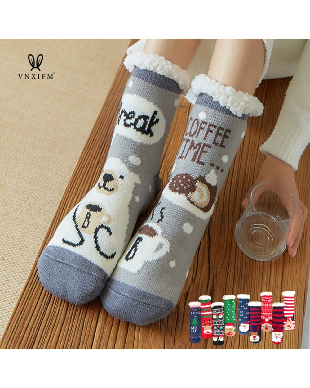 Cute ladies socks winter thick warm floor socks soft breathable sleep socks front-0