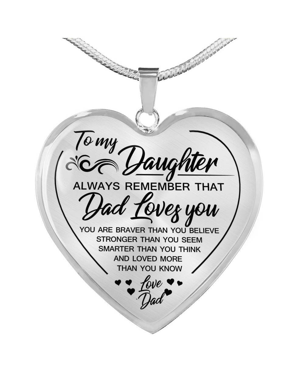To My Daughter Always Remember That Dad Love You Heart Pendant Necklace Exquisite Gifts front-1