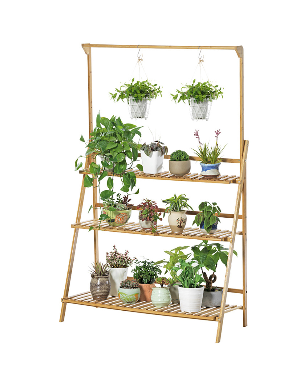 3-Tier Hanging Plant Stand Storage Shelf Folding Flower Pot Organizer front-3