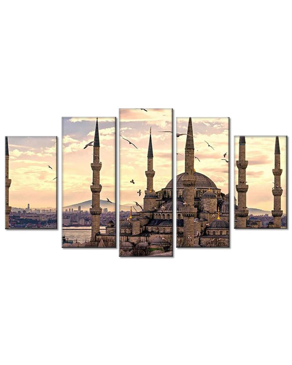 Sultan Ahmed Mosque Picture Print Religion 5 Panel Canvas Art Wall Decor front-2