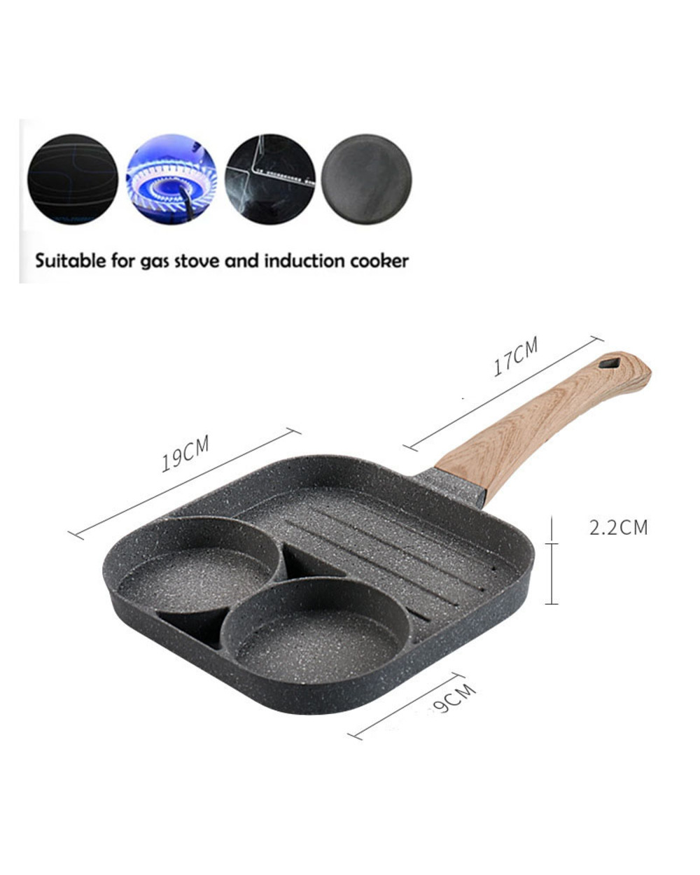 Four-hole Frying Pot Pan Thickened Omelet Pan Non-stick Egg Pancake Steak front-4