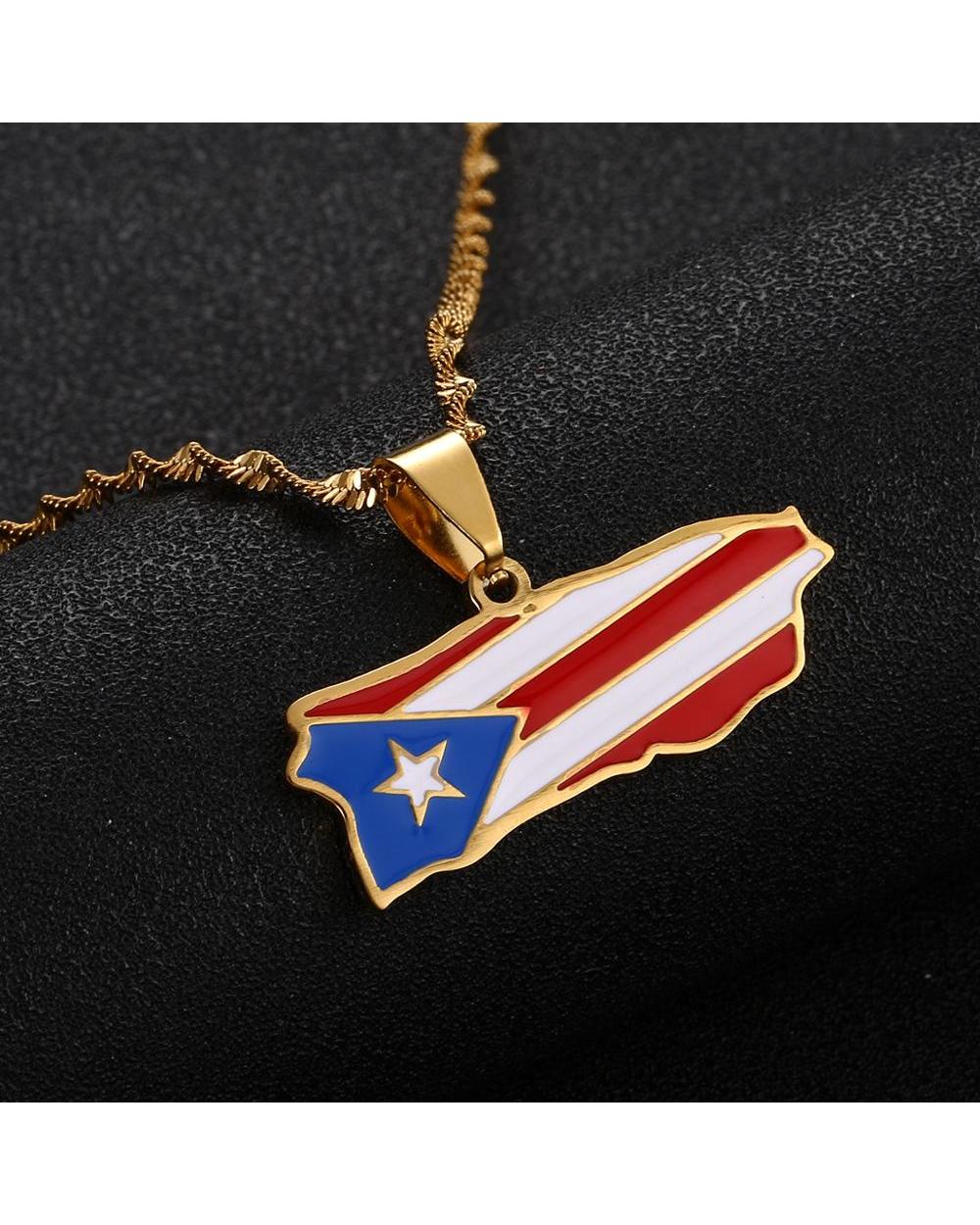 Stainless Steel Fashion Puerto Rico Map front-0