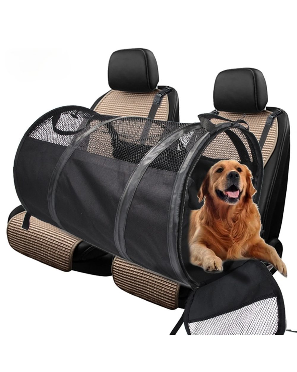 Dog Carriers Rear Back Pet Dog Car Seat Cover Mats Hammock Protector with Safety Belt Transportin Perro front-0
