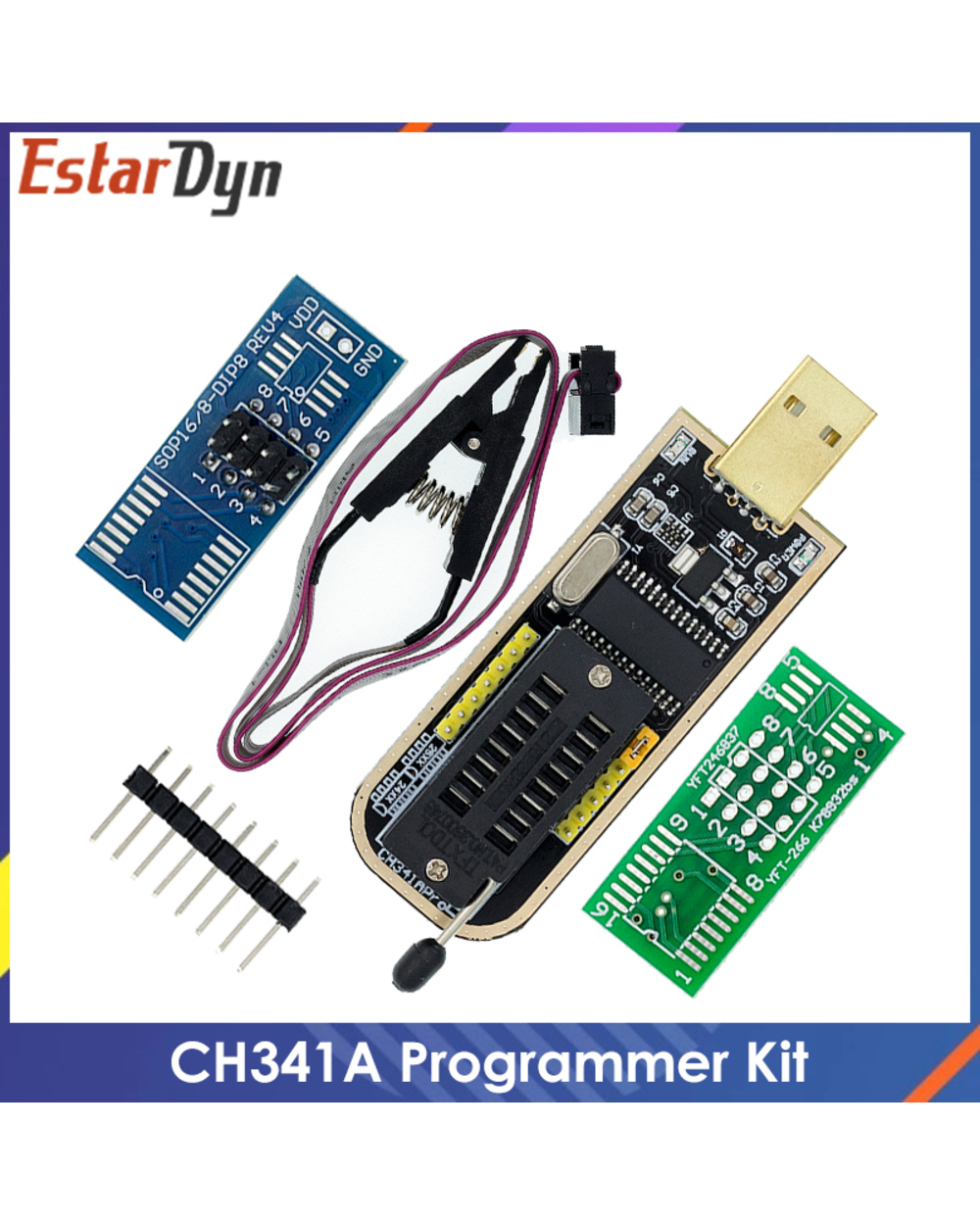 Ch341a 24 25 Series Eeprom Flash Bios Usb Programmer Module + Soic8 Sop8 Test Clip For Eeprom 93Cxx / 25Cxx / 24Cxx Diy front-0