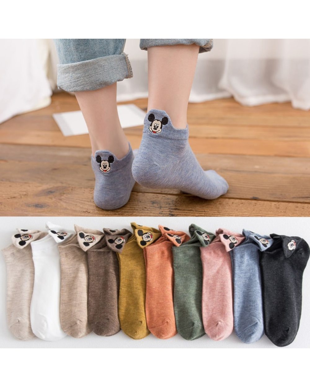 Set 4 Pairs Fashion Socks Women Cartoon socks Cute Embroidery Casual Funny Ankle Socks Pack front-0