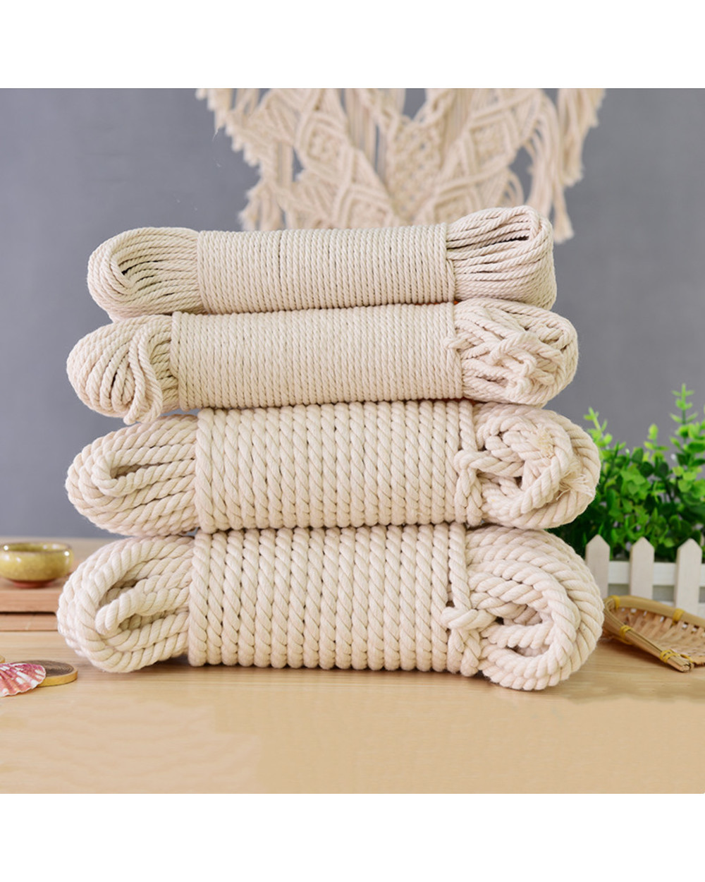 1-25M Natural Cotton Twisted Rope 1.5-20Mm Macrame Cotton Cord Twine String Diy Craft Knitting Christmas Wedding Decor front-0