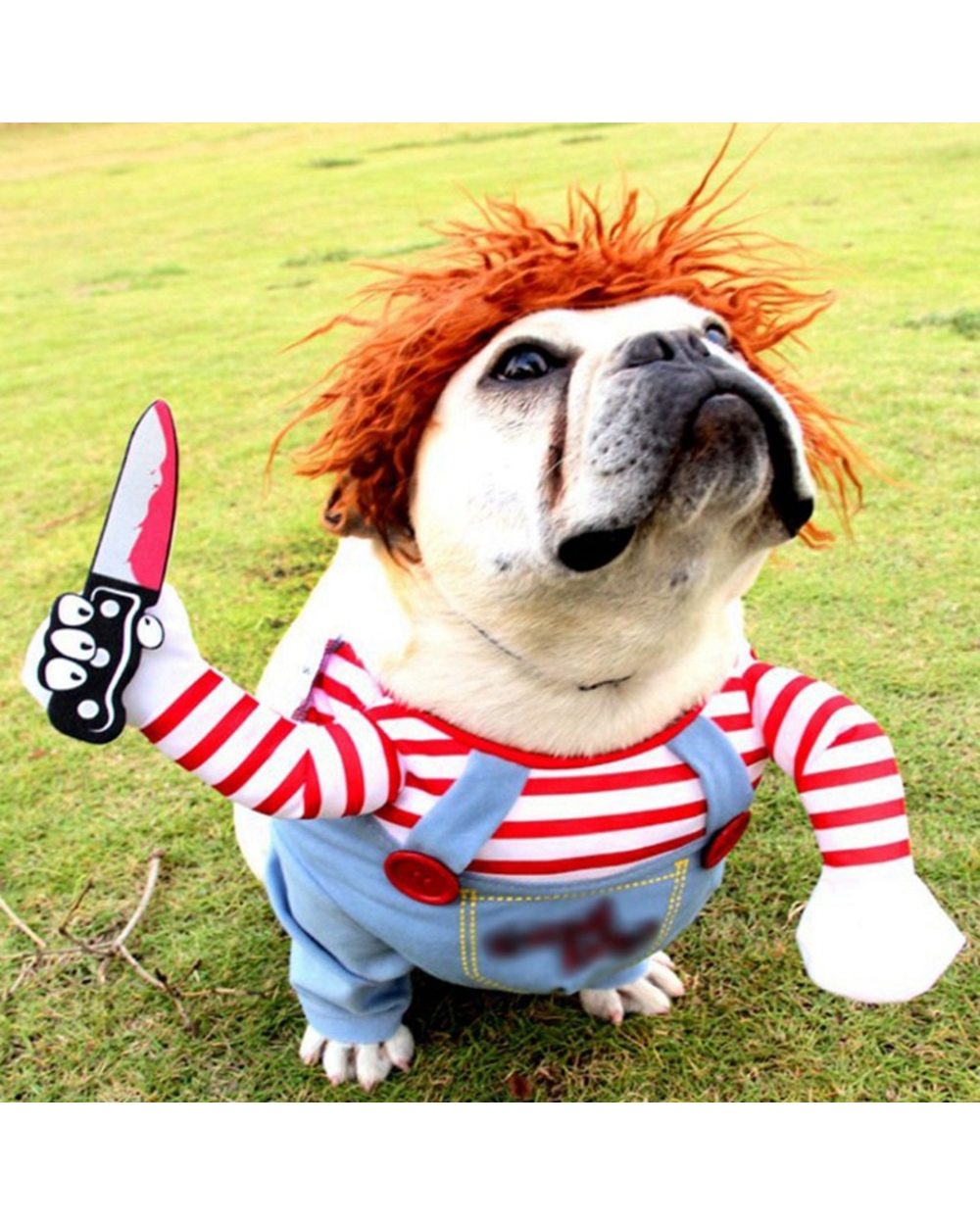 Funny Dog Clothes Dogs Cosplay Costume Halloween Comical Outfits Holding a Knife Set Pet Cat Dog Festival Party Clothing front-2