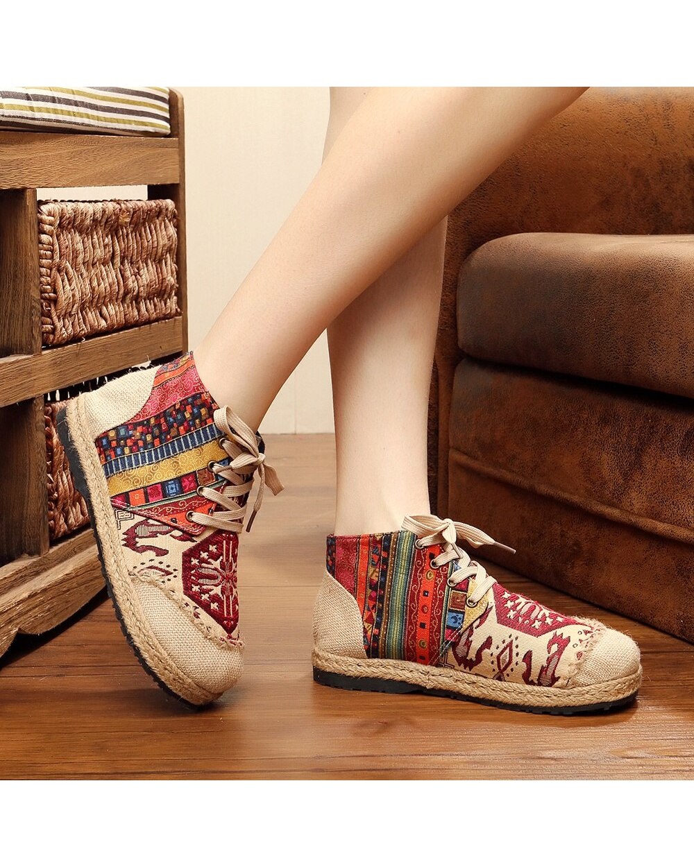 Embroider Shoes Women Ankle Boots Flat Autumn Shoes Comfortable Cloth Shoes front-3