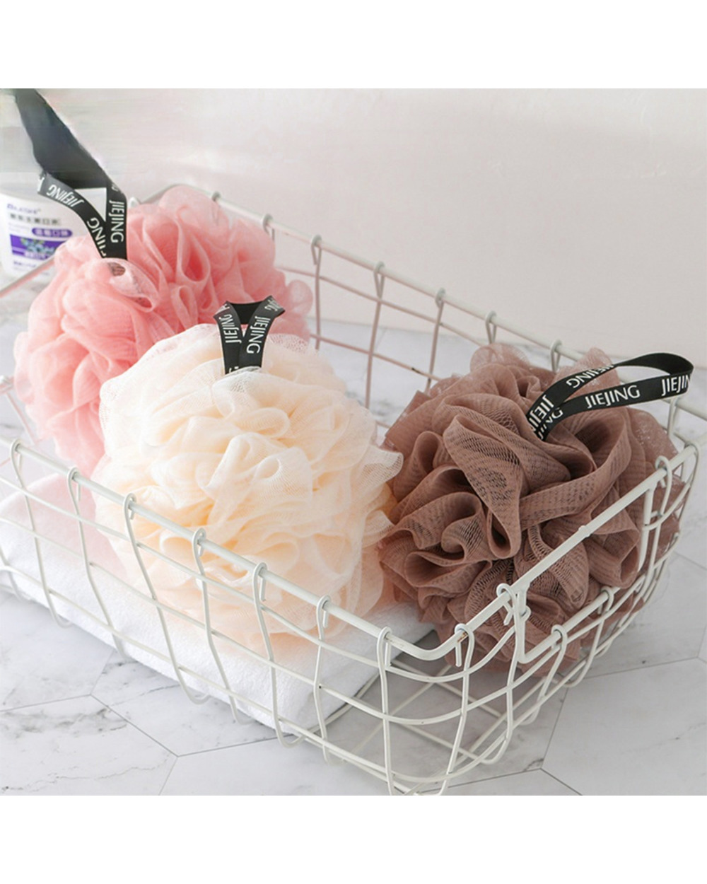 Soft Mesh Bath Sponge Balls Nylon Cleaning Brush Shower Puff Body Cleaner Exfoliating Scrubbers Bath Ball Bathroom Supp front-4