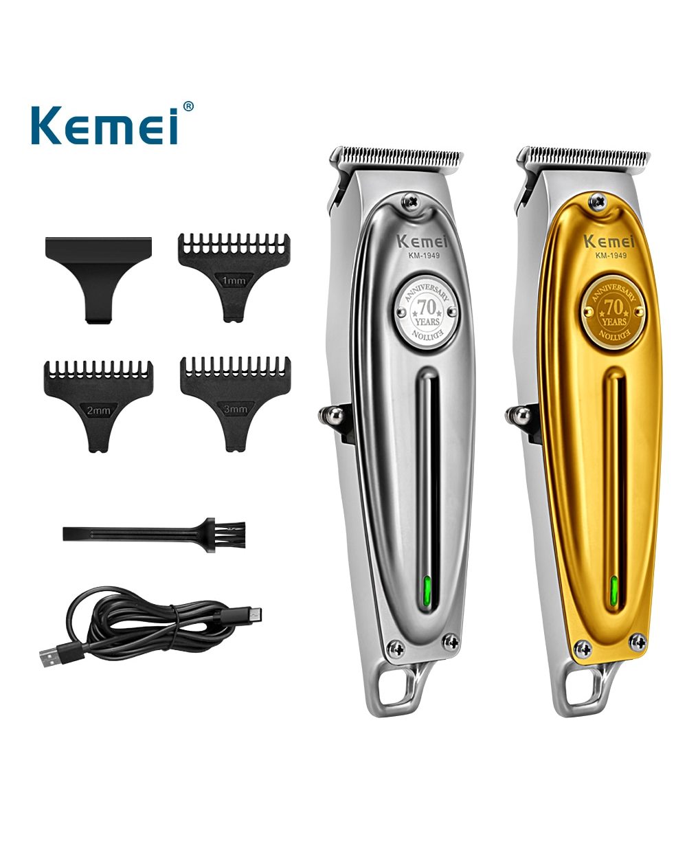 Kemei Professional Hair Clipper All Metal Men Electric Cordless Hair Trimmer 0Mm Baldheaded T Blade Finish Haircut Mach front-0
