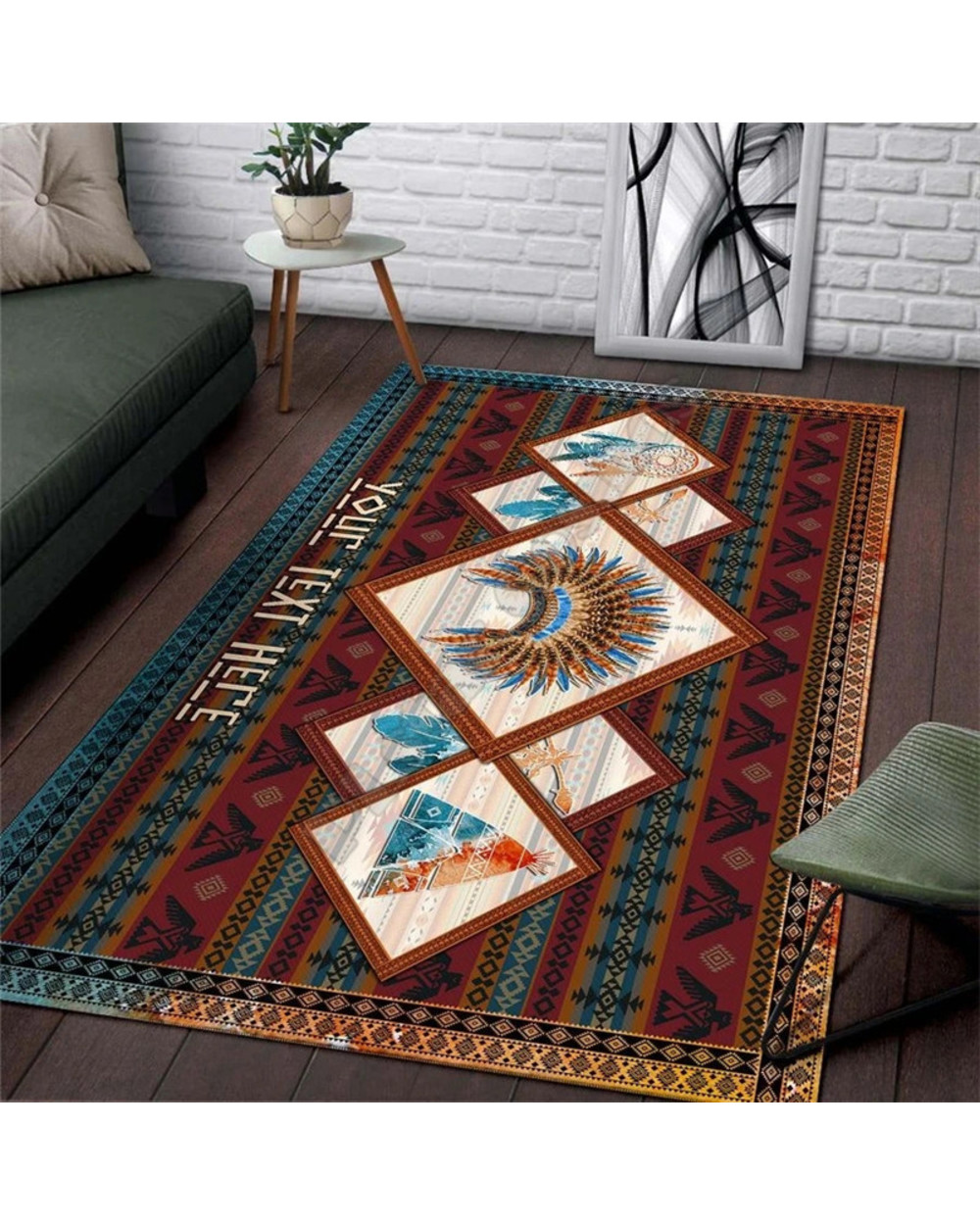 Native Wolf Rug 3D All Over Printed front-4