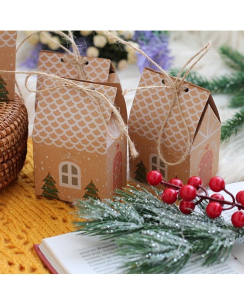 Christmas candy cookies bags kraft paper biscuit bag christmas favors decor xmas decorations navidad 2022 gift boxes front-5