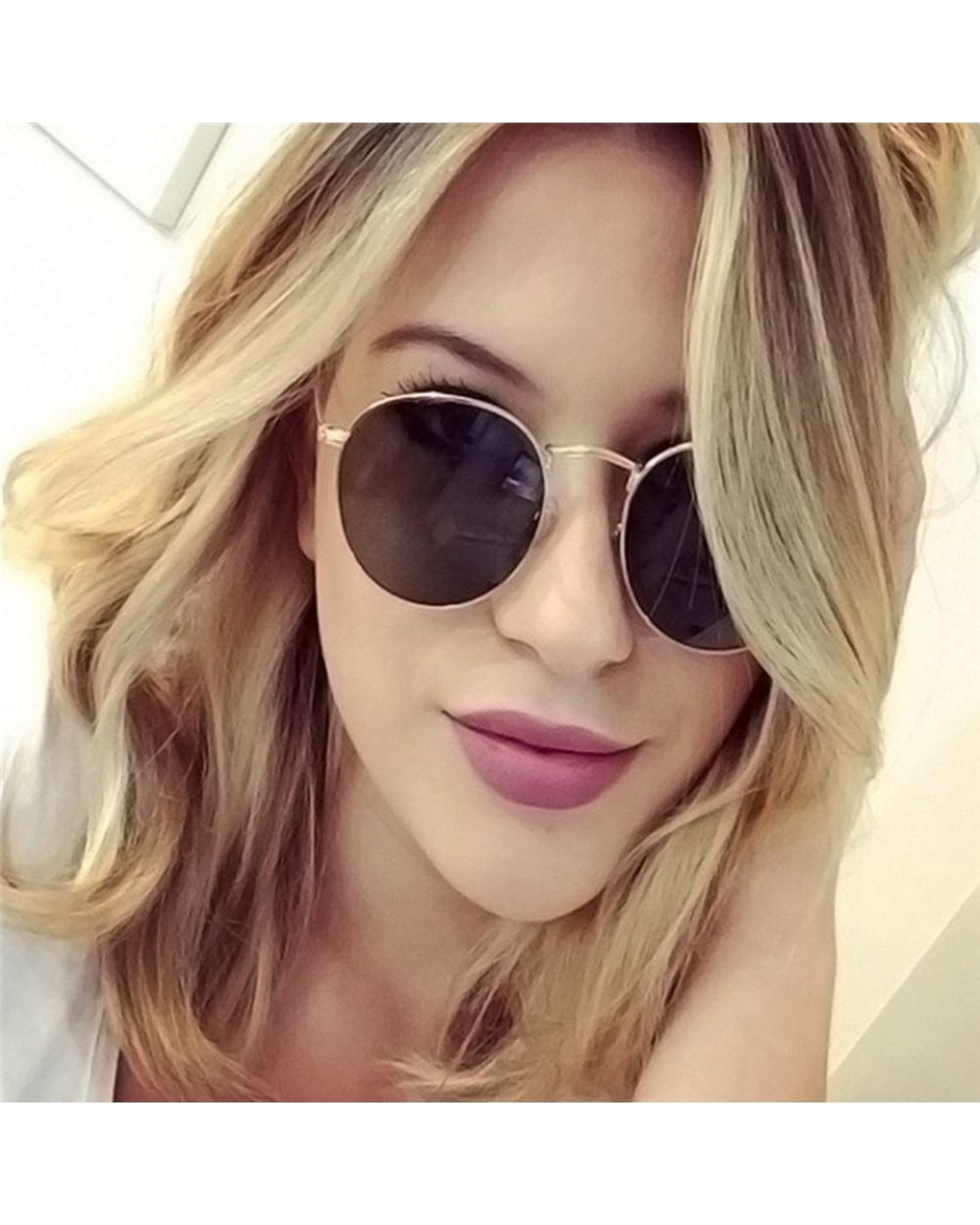 2022 Metal Small Round Frame Sunglasses Woman Vintage Brand Travel Classic Color Film Sun Glasses Gafas De Sol Para Hom front-1