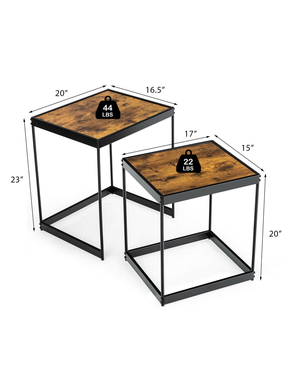 Modern Nesting Side 2 Set Coffee Tables front-5