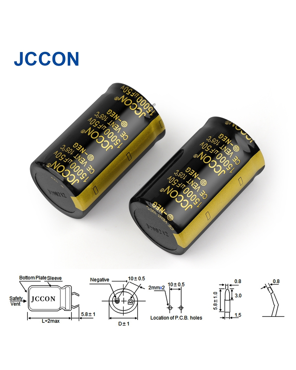 2Pcs Jccon Audio Electrolytic Capacitor 50V 4700Uf 6800Uf 10000Uf 15000Uf 22000Uf For Hifi Amplifier High Frequency Low front-3