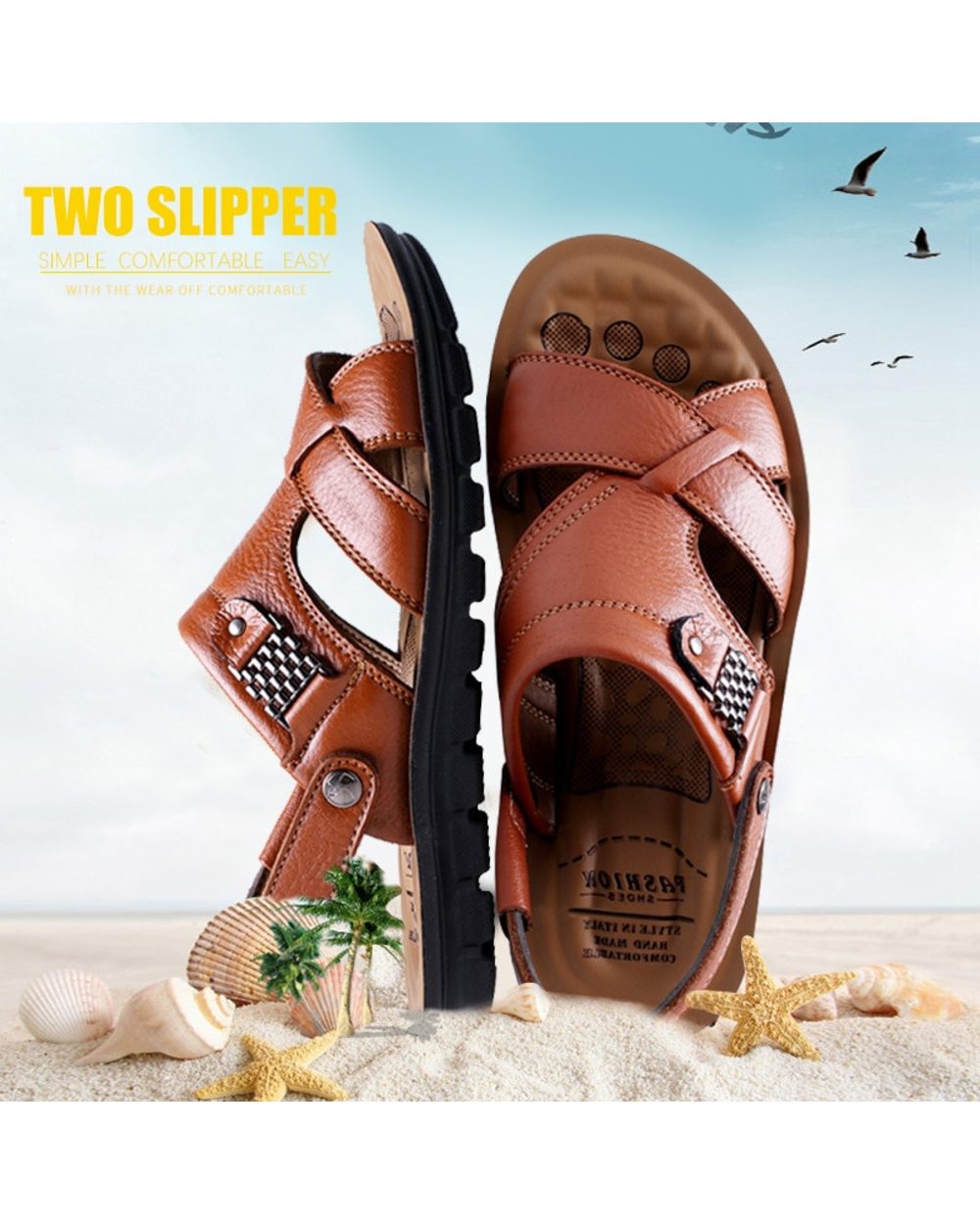 Big Size Men Leather Sandals Summer Classic Men Slippers Soft Sandals Men Roman Comfortable Outdoor Walking Footwear front-2