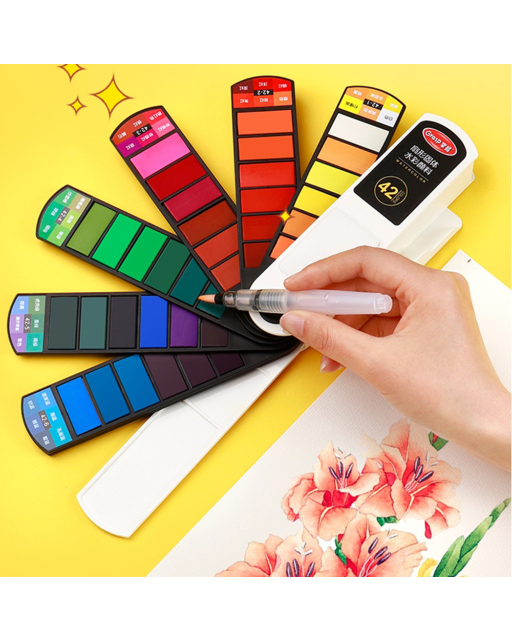 Portable18/24/36/42 Colors Solid Watercolor Paint Set Watercolor Pigment With Water Pen For Beginner Painting Art Suppl front-0