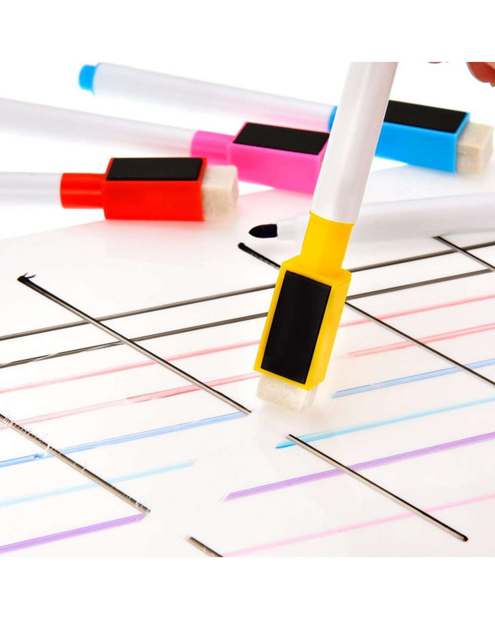 8Pcs Water-Colour Brush Whiteboard Marker Pens White Board Dry-Erase Pen With Eraser Magnetic Markers Writing Water Col front-1