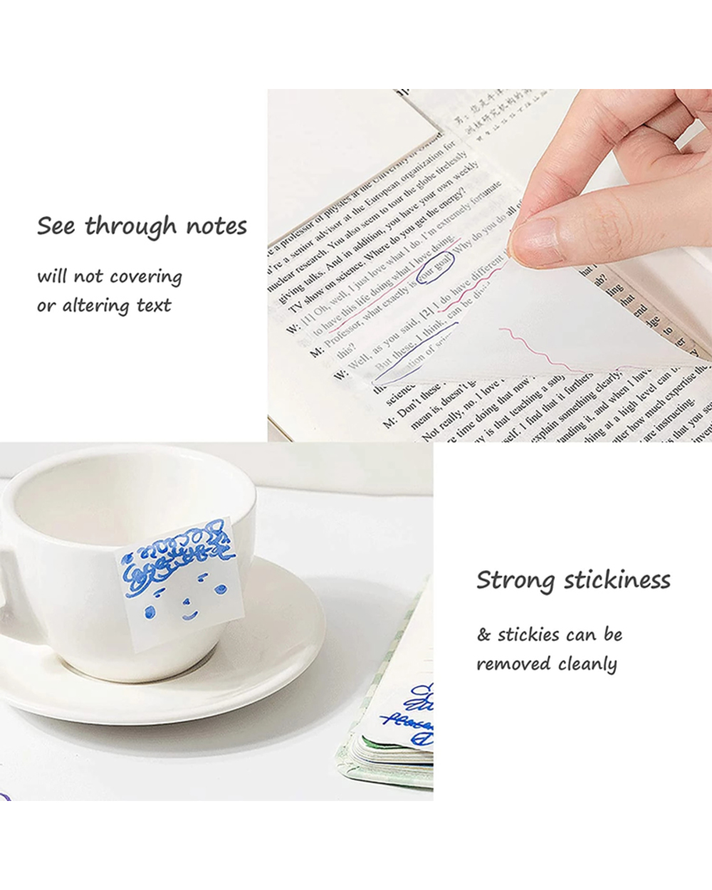 50 Sheets/Set Transparent Sticky Waterproof Notes With Stickers Daily To Do List Memo Notepad Paper For School Office S front-3