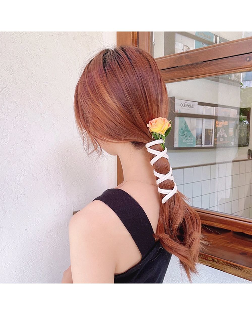 Korean Wire Headbands Solid Color Adjustable PU Leather Hair Rope Ponytail Holder Hair Ties for Women Girl front-2