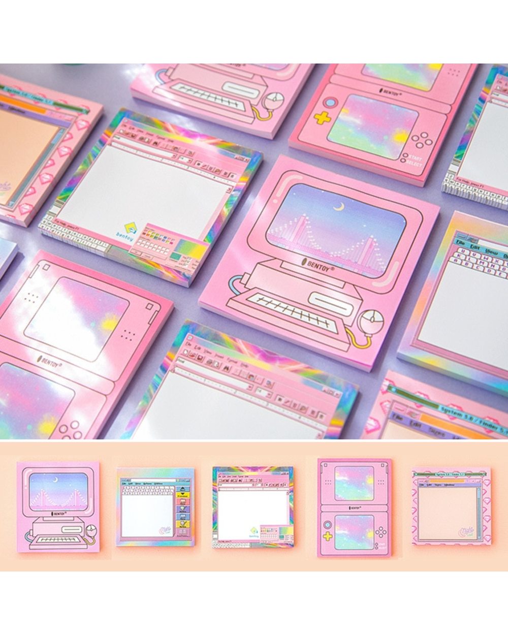 Creative computer game machine modeling Memo Pad Pink girl heart N Times Sticky Notes Memo Notepad Bookmark front-0