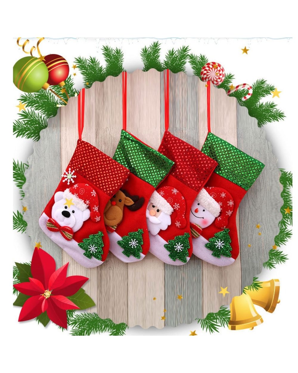 Christmas Stocking Sack Xmas gift candy bag Noel Christmas decorations for Tree decor front-2