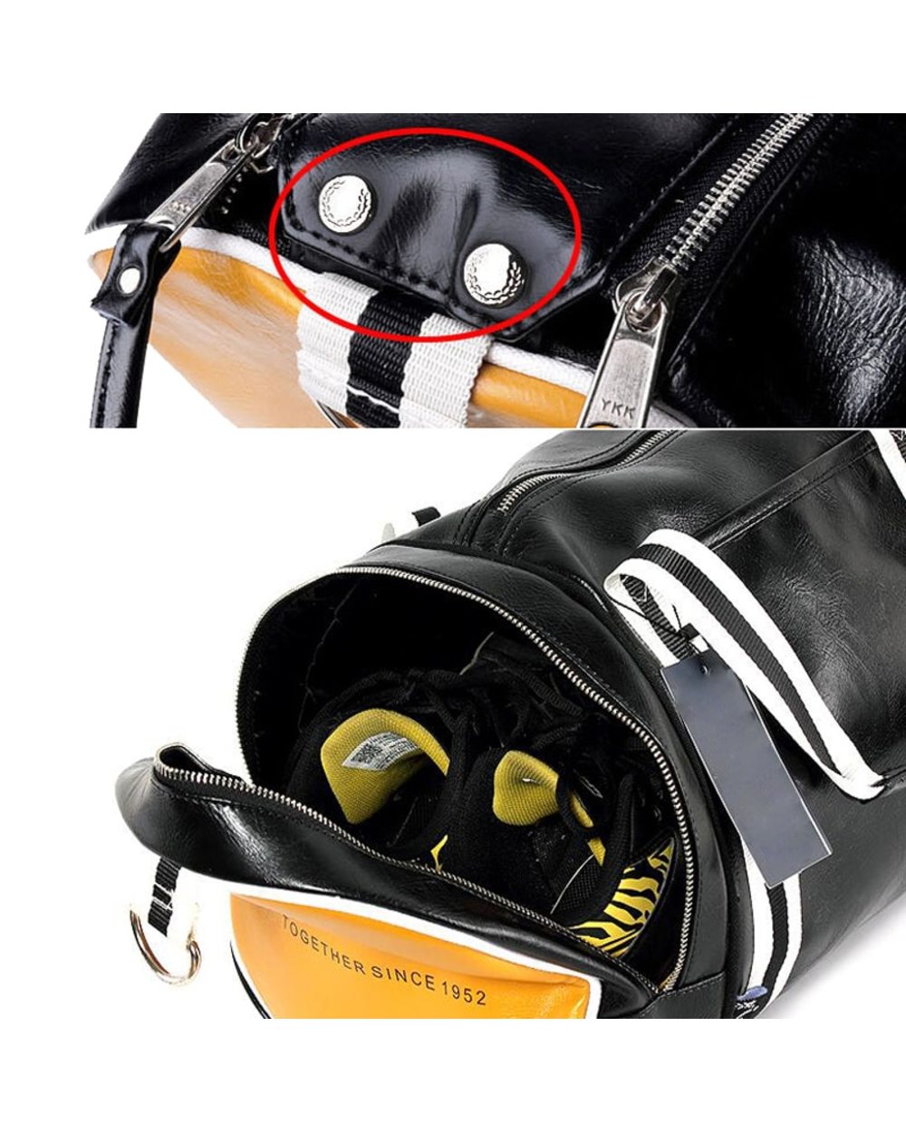 Outdoor Men's Sports Gym Bag PU Leather Training With Independent Shoes Pocket Mixed Color Sport Fitness Travel Bag front-2