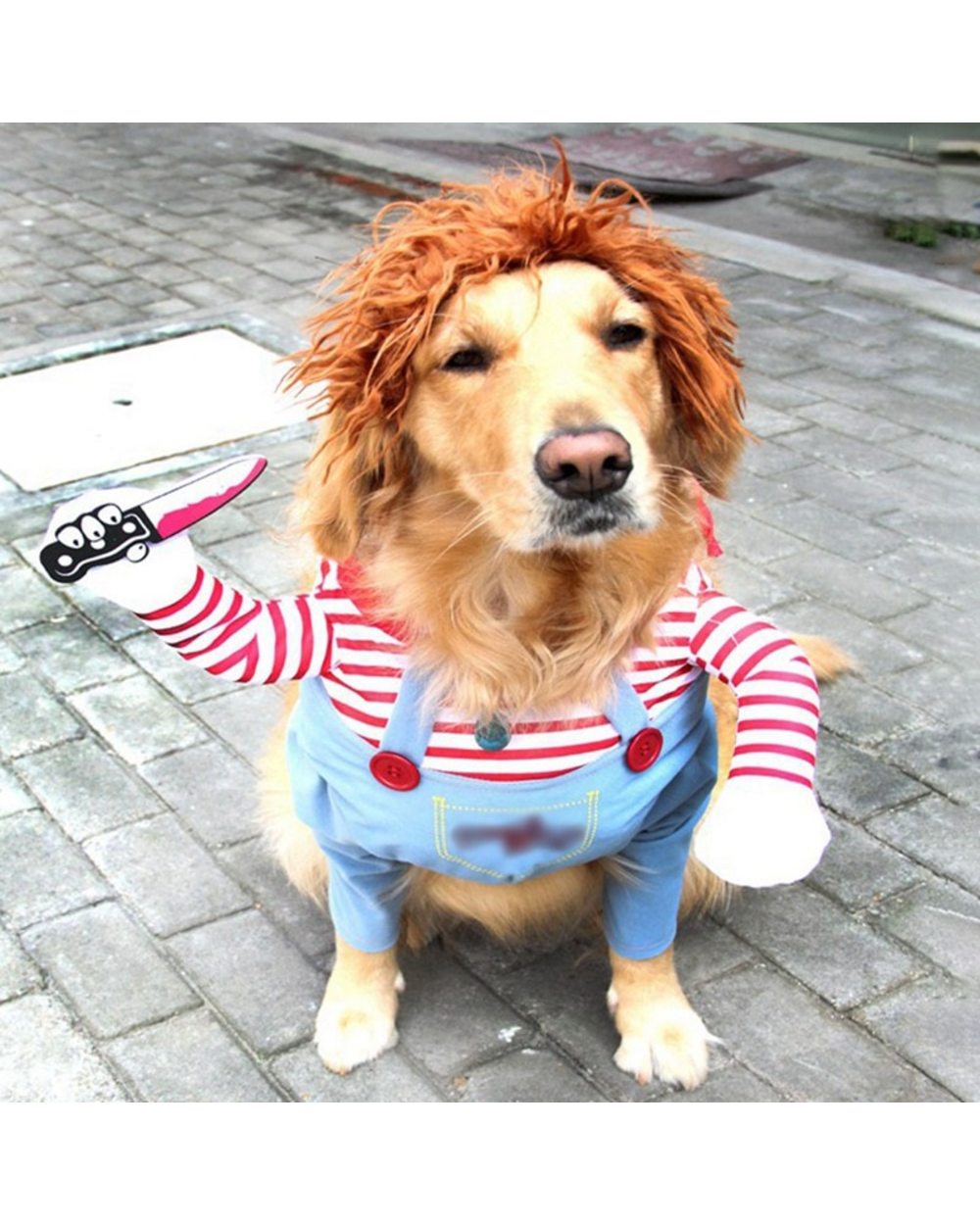 Funny Dog Clothes Dogs Cosplay Costume Halloween Comical Outfits Holding a Knife Set Pet Cat Dog Festival Party Clothing front-1