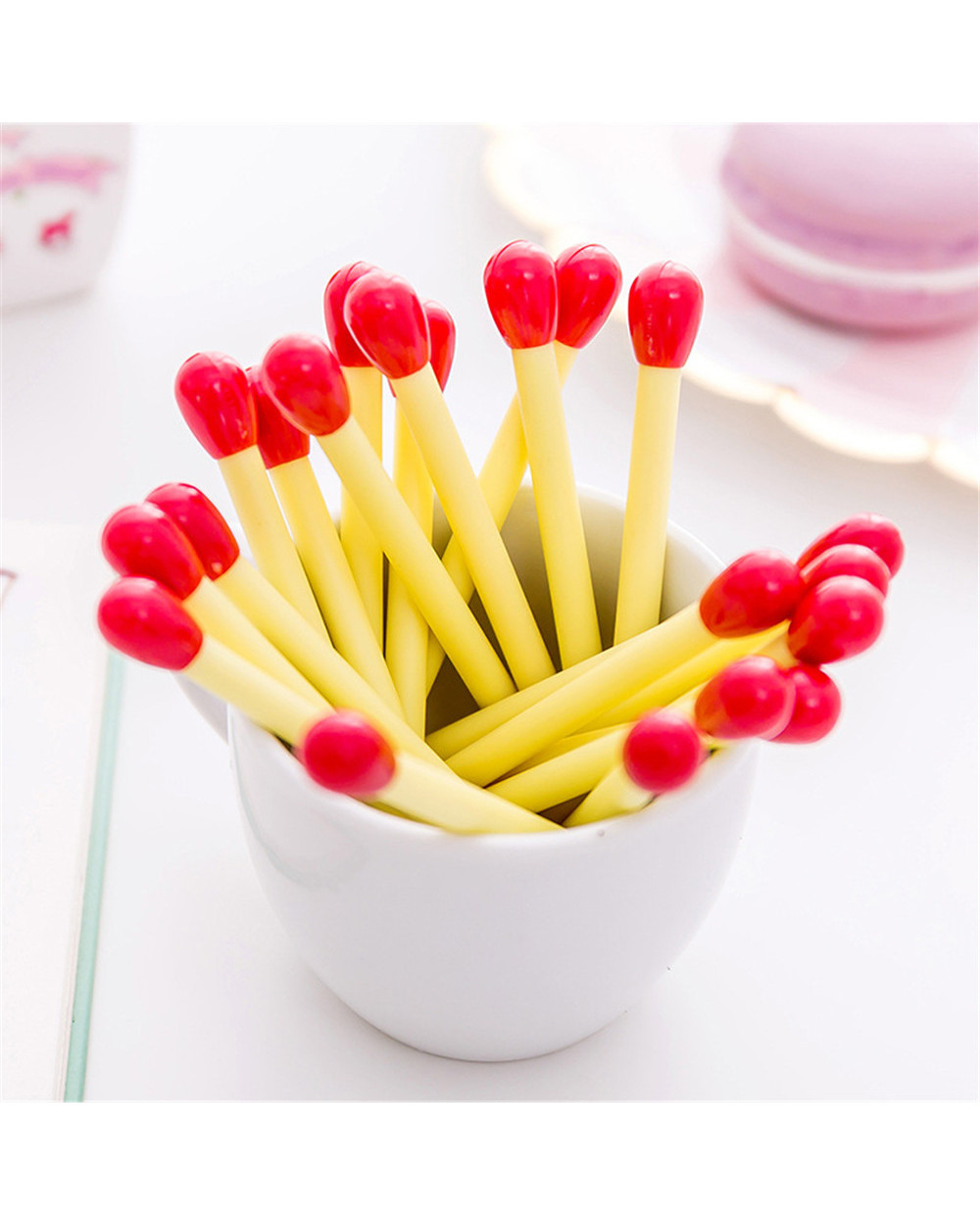 20Pcs/Box Novelty Mini Match Shape Ballpoint Pen Kawaii Roller Ball Pen Signature Pens Office School Stationery Writing front-3