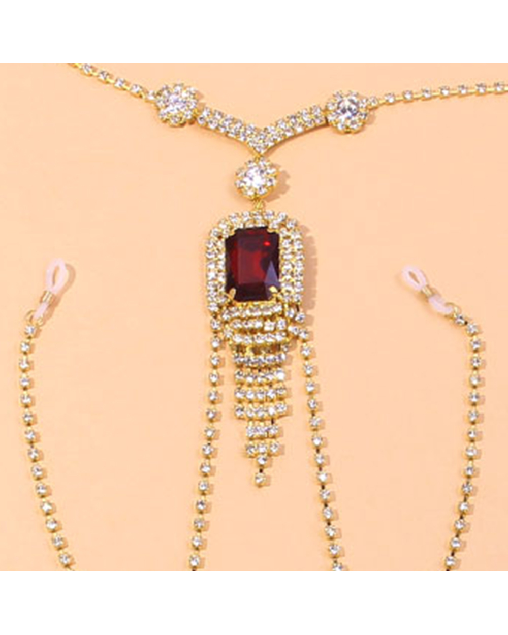 Rhinestone Fashion Non Piercing Sexy Red Nipple Chain Jewelry Necklace Gift front-3