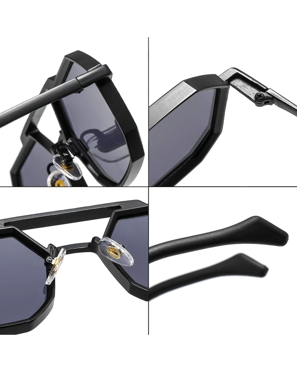 Retro Square Sunglasses Women Men Punk Polygon Fashion Glasses Metal Clear Mirror Shades Black Red Yellow Eyewear Trend front-3