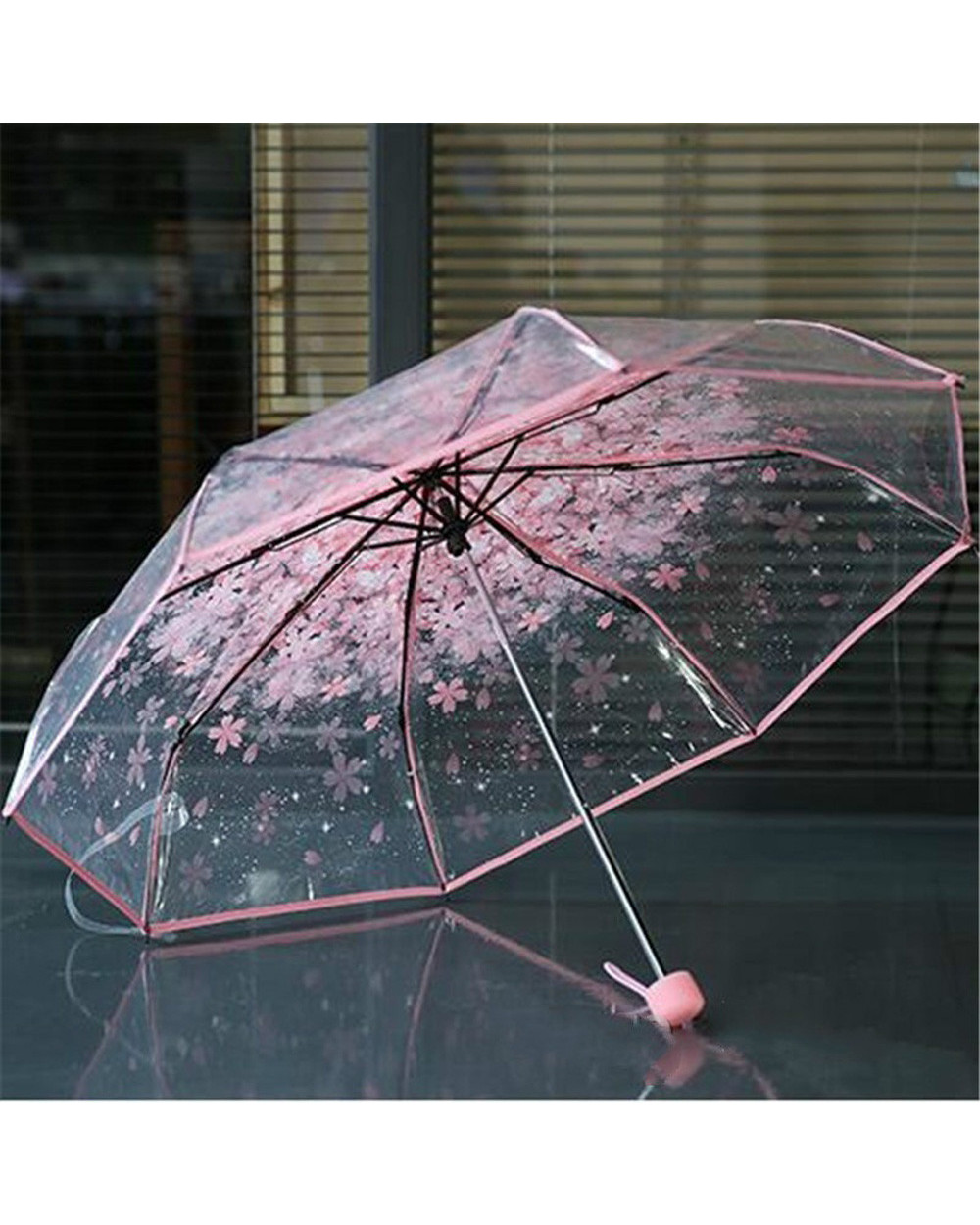Fashion Anti-Uv Sun/Rain Umbrella Transparent Clear Umbrella Cherry Blossom Mushroom Apollo Sakura 3 Fold Umbrella Rain front-0