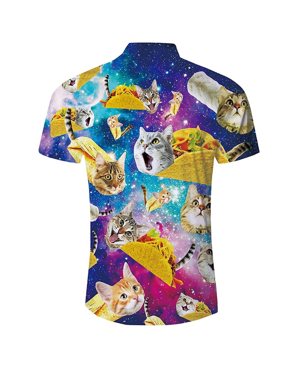 Summer Harajuku Short sleeve Shirts Funny Galaxy Taco Pizza Cat 3D Printed Hawaiian Shirt Mens Harajuku Casual Shirt front-0