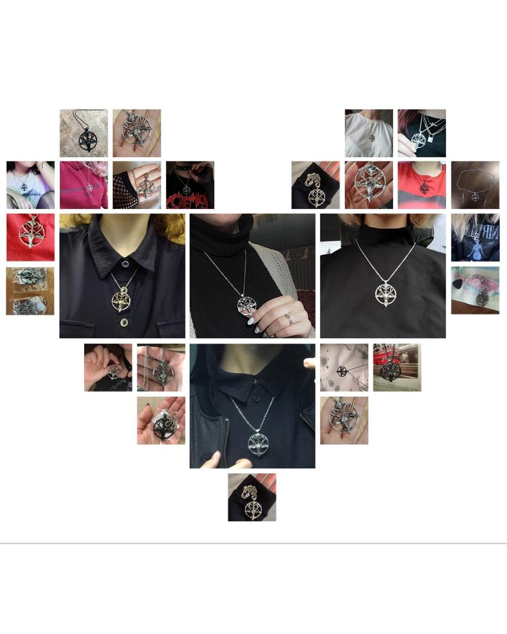 Fashion Vintage Women Men Pentagram Pan God Skull Goat Head Pendant Chain Necklace Jewelry front-5