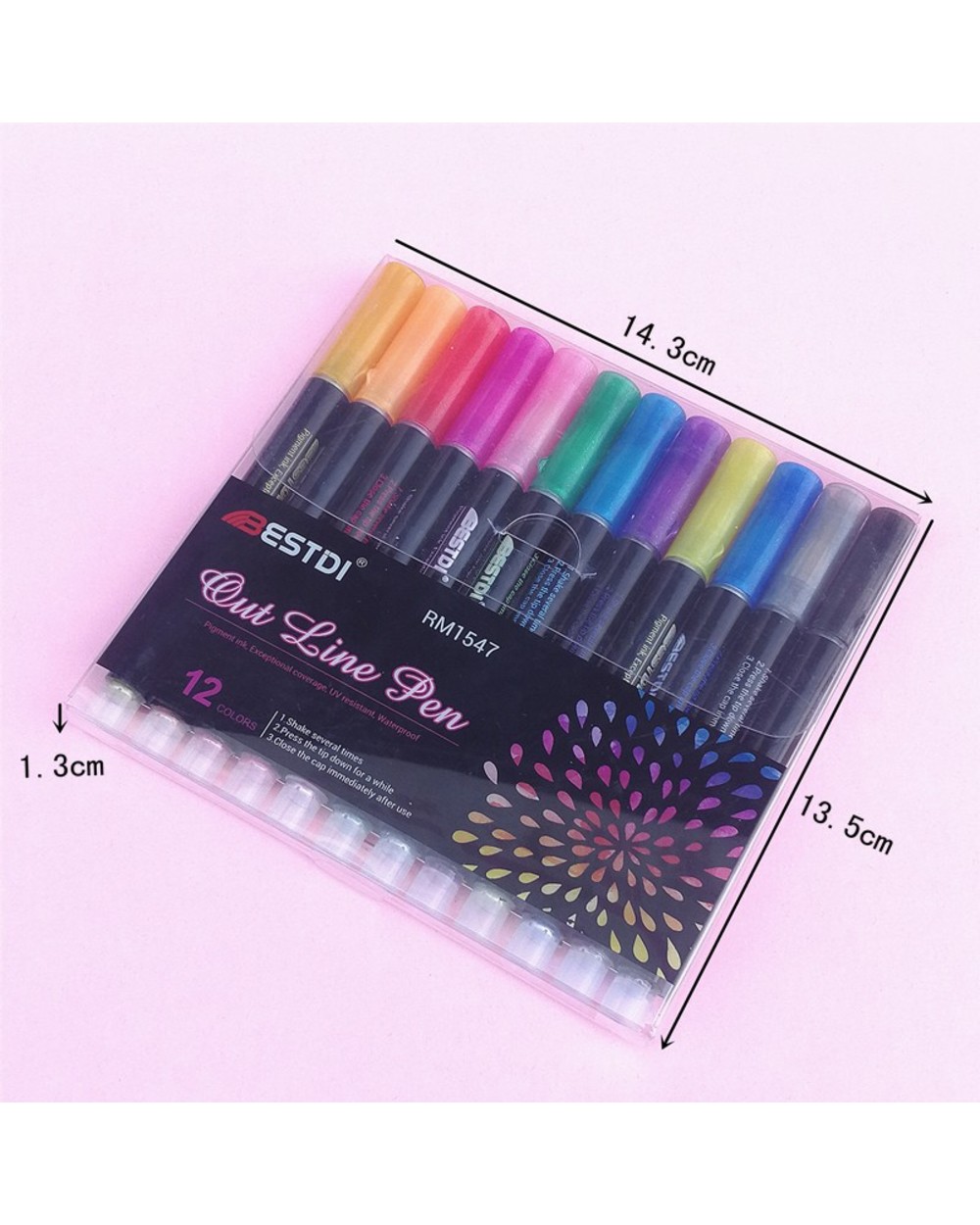 12 Colors Double Line Outline Pen Marker Pen Highlighter Scrapbook Diy Graffiti Bullet Diary Painting Writing Art Stati front-4