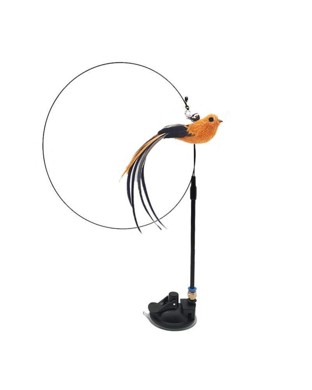 Simulation Bird Interactive Cat Toy Funny Feather Bird With Bell Cat Stick Toy For Kitten Playing Teaser Wand Toy Cat S front-2