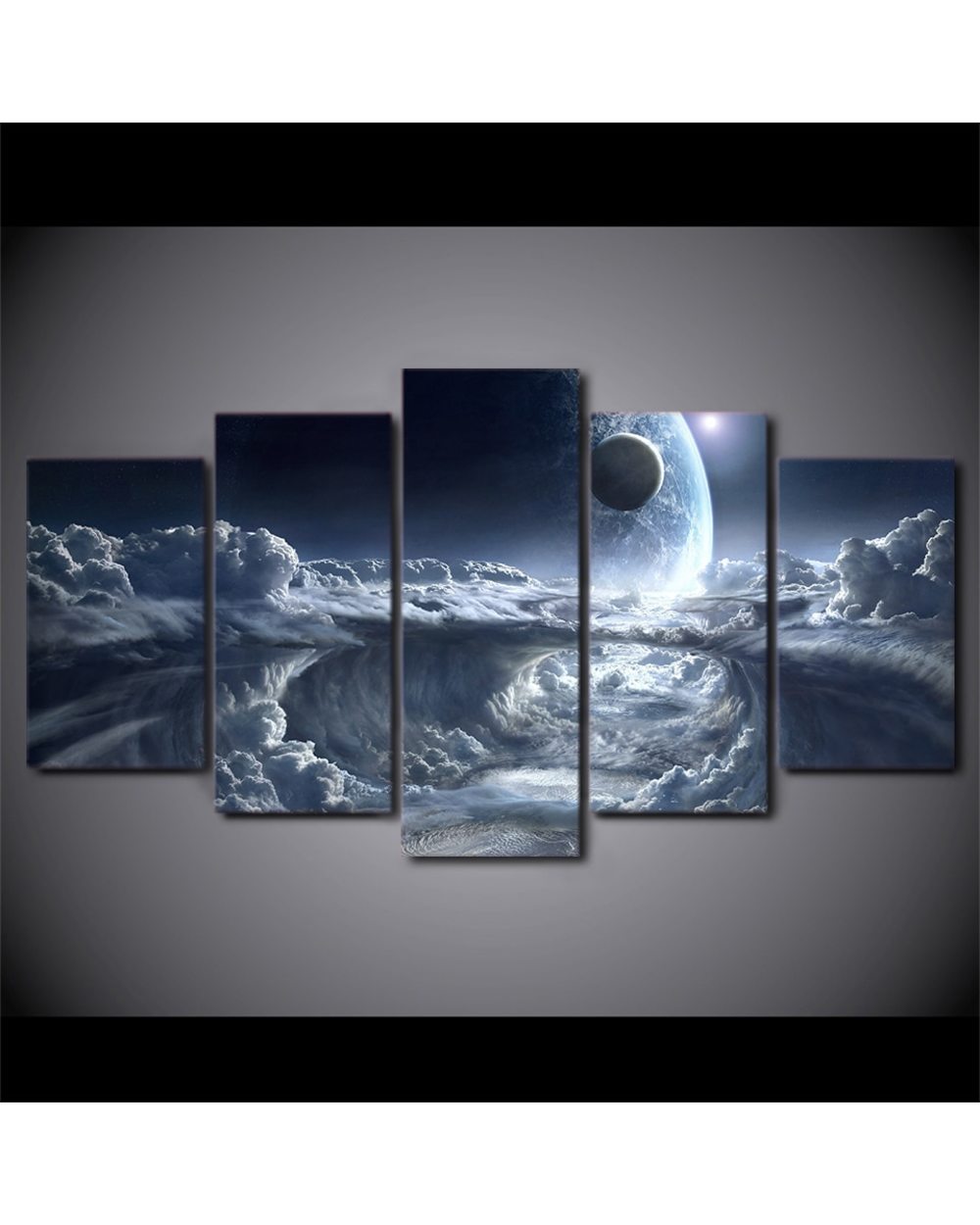 Alien Planet Moons Space Picture Space 5 Panel Canvas Art Wall Decor front-1